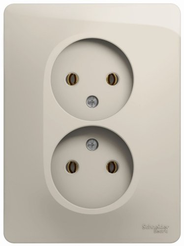 Розетка без заземления Systeme Electric Glossa 1-м. 2 мод. молочный картинка